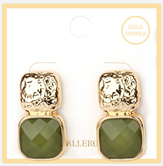 Gold Hammered Square Earring