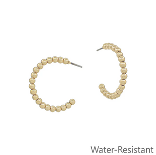 Classic Gold Beaded Hoops