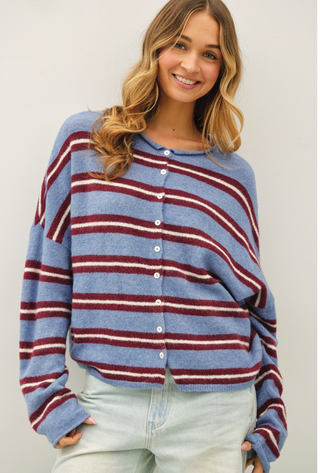 Varsity Striped Piper Cardi