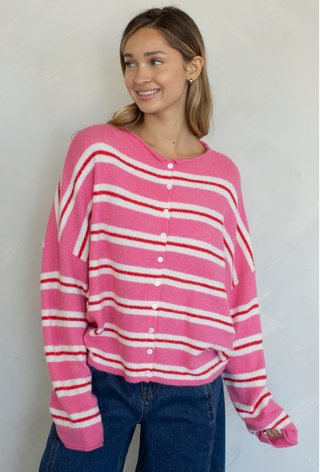 Varsity Striped Piper Cardi