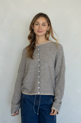 Pinstriped Piper Cardi