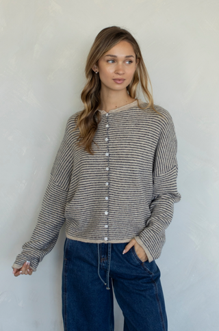Pinstriped Piper Cardi