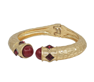 Stone Gold Hinged Bracelet